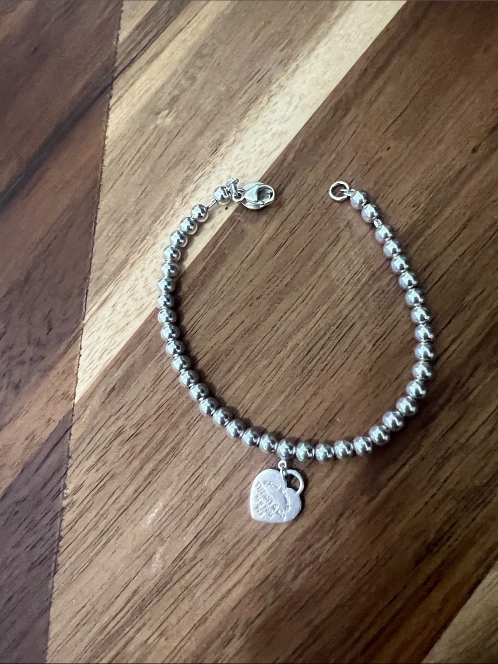 Tiffany’s Sterling Silver Beaded Heart Charm Bracelet - Women Jewelry